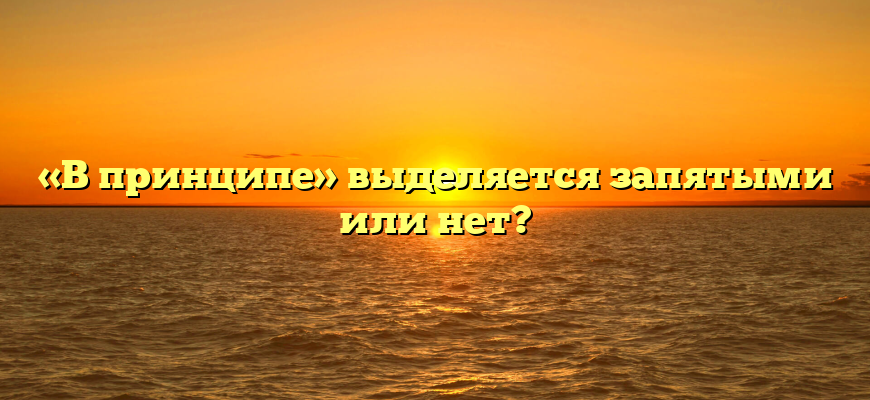 «В принципе» выделяется запятыми или нет?