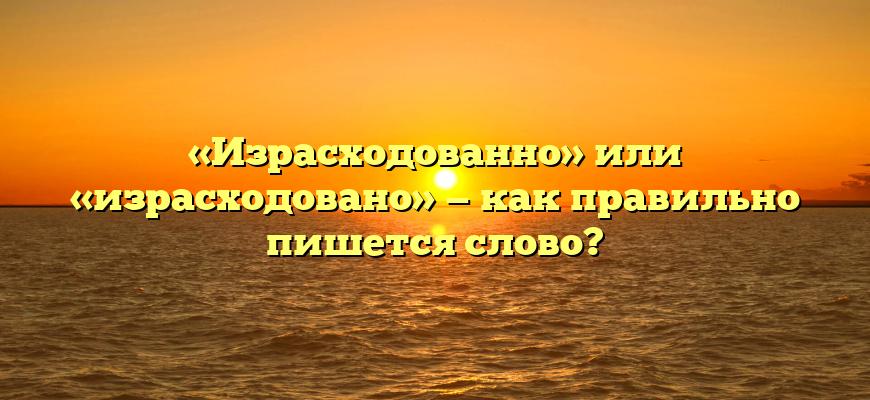 «Израсходованно» или «израсходовано» — как правильно пишется слово?