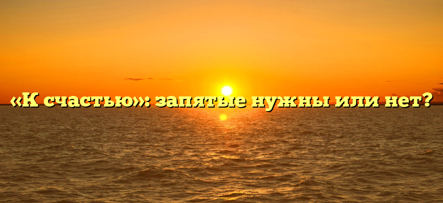 «К счастью»: запятые нужны или нет?