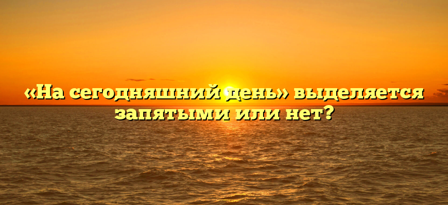 «На сегодняшний день» выделяется запятыми или нет?