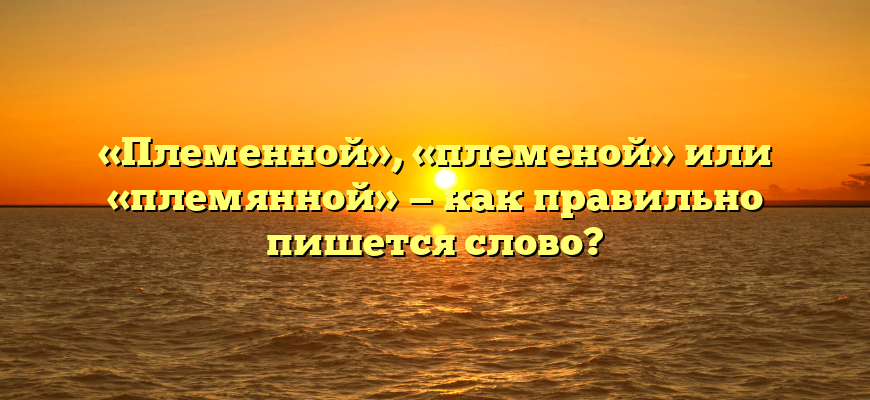 «Племенной», «племеной» или «племянной» — как правильно пишется слово?