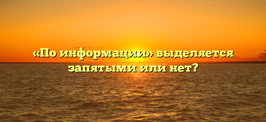 «По информации» выделяется запятыми или нет?