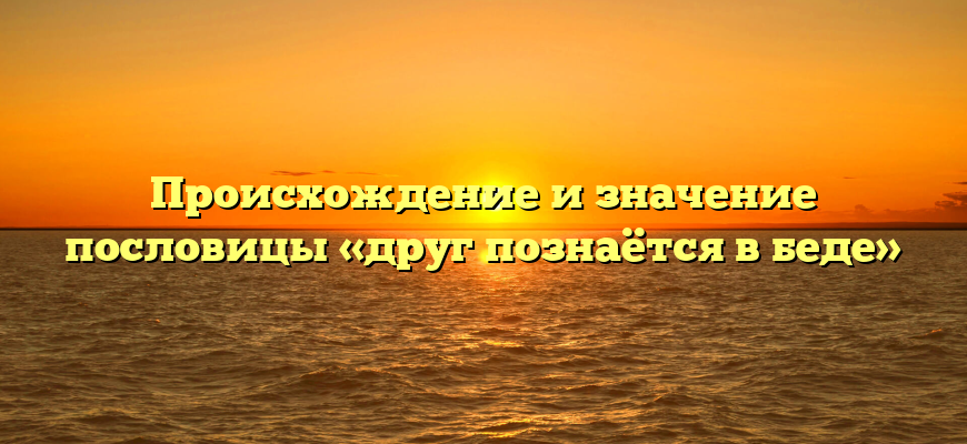 Происхождение и значение пословицы «друг познаётся в беде»