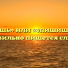 «Спешишь» или «спишишь» — как правильно пишется слово?